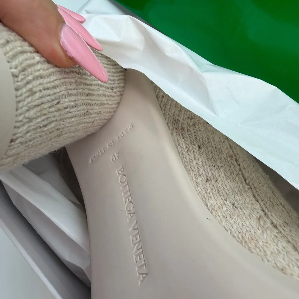 Bottega Veneta Beige Ribbed Knit Sock Boots‎ Size EU 40 / US 10 Women